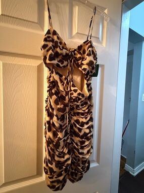 Simons Leopard Print Dress with Front Cutout